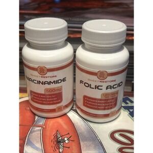 Sweet Restore Niacinamide And Folic Acid Tablets 30 Count Factory Sealed